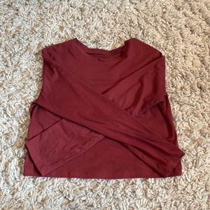 maroon long sleeve crop